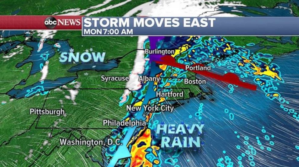 PHOTO: This same frontal system is on the East Coast this morning and will bring a quick round of very heavy rain to the major I-95 cities this morning including Philadelphia, New York City, Hartford and Boston.  