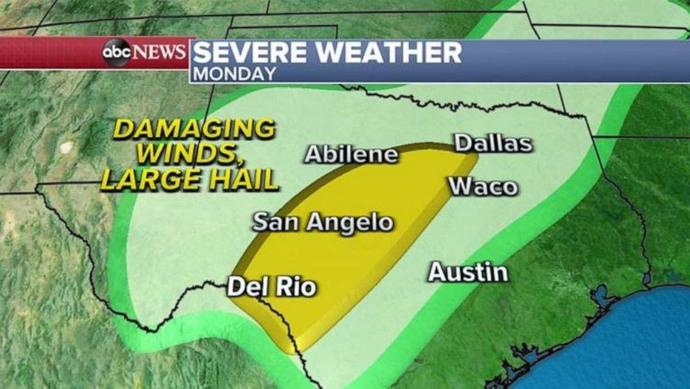 PHOTO: Attention now turns to a new storm moving into Texas with damaging winds and a hail threat for this evening. 
