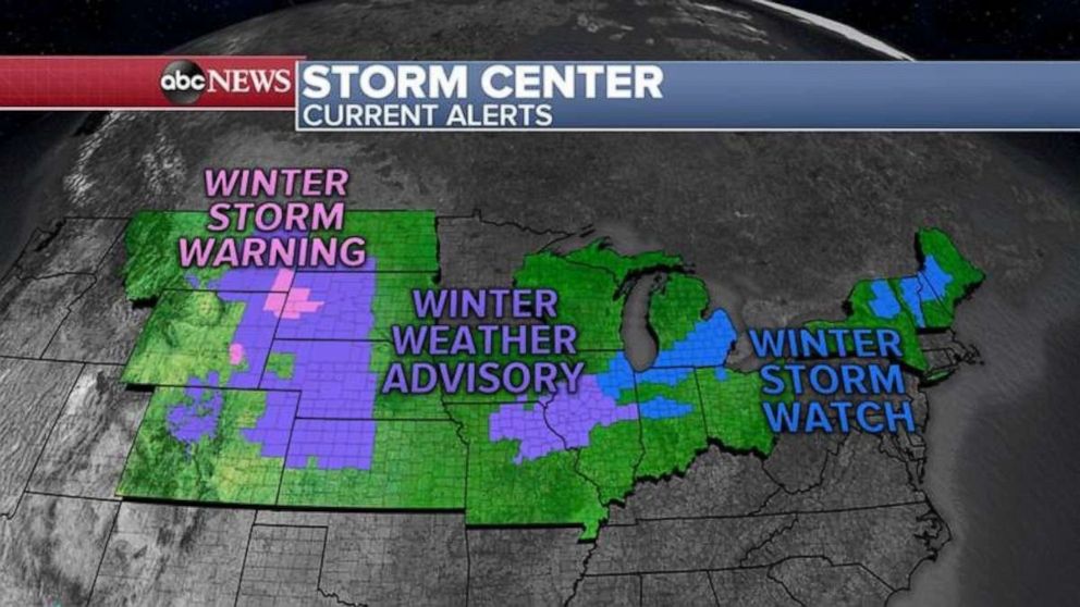 PHOTO: Ahead of the storm this morning, there are 14 states are on alert for heavy snow, gusty winds and flooding from California to Georgia.  