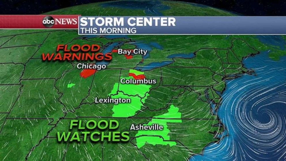 PHOTO: This morning, there are eight states from Michigan down to South Carolina are under Flood Watches and Warnings as rivers continue to rise.