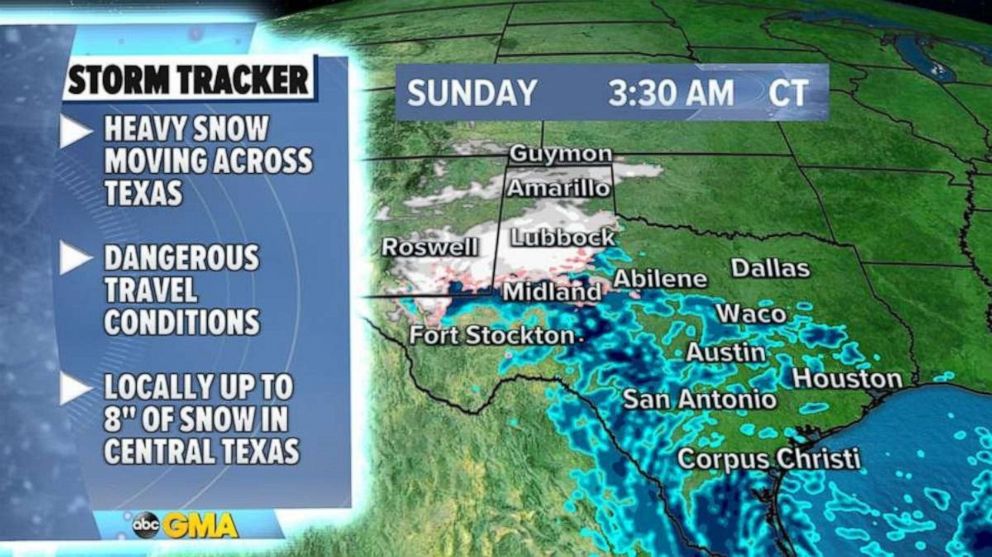 PHOTO: Dangerous travel conditions are expected in parts of the state, especially near Abilene, where snowfall rates could exceed 1 inch per hour.   
