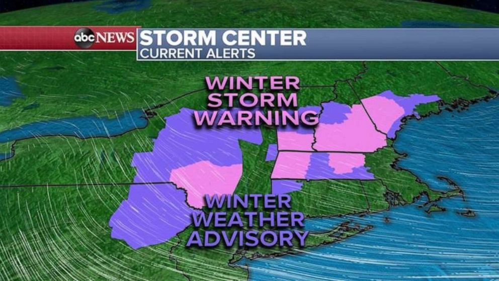 PHOTO: This morning, eight states from West Virginia to Maine are under a Winter Weather Advisory and Winter Storm Warning. 