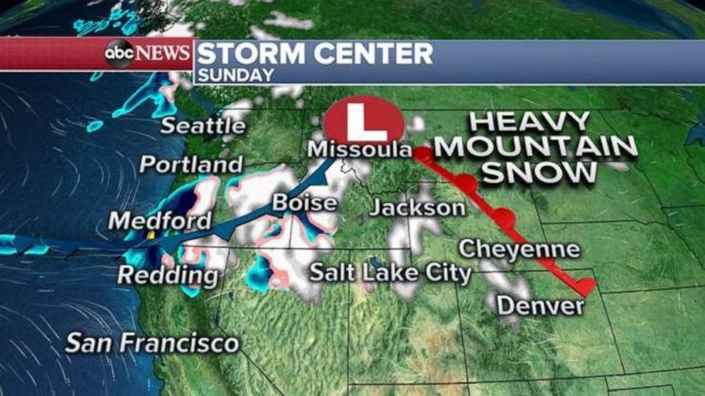 PHOTO: A storm is moving through the northern Rockies this morning and there is some snow falling from Oregon to Montana and into parts of Wyoming and Colorado. 