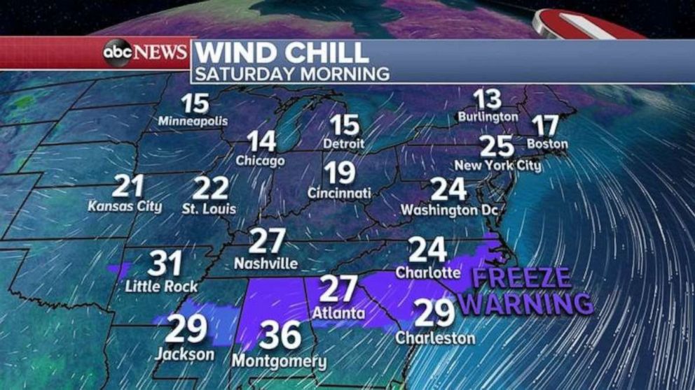 PHOTO: With even a little wind, the wind chill will be in the teens in the Midwest and parts of the Northeast for the next 24 hours. 