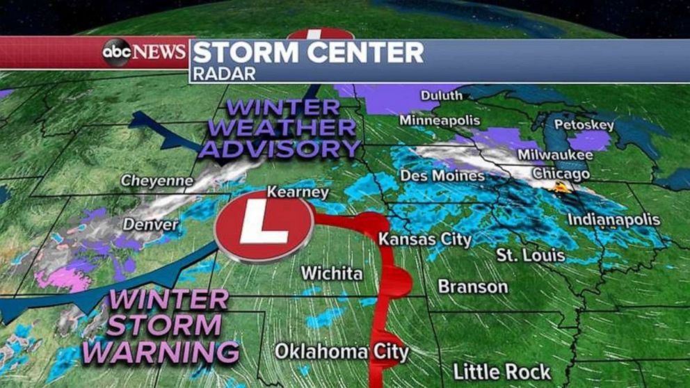 PHOTO: Winter Weather Advisories have been issued for parts of both regions, including large parts of Wisconsin, Michigan and Illinois. 
