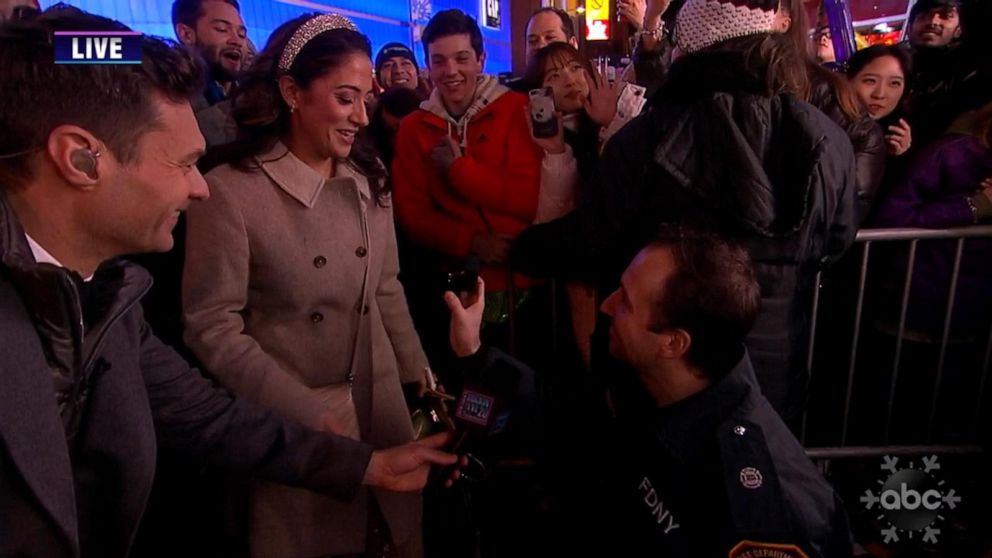 The moment FDNY firefighter Michael Terriberry proposed to Nasstaja Zepeda.