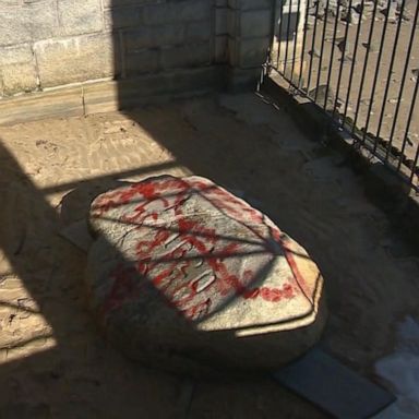 The Pilgrim Maiden Statue and the National Monument to the Forefathers were also vandalized.