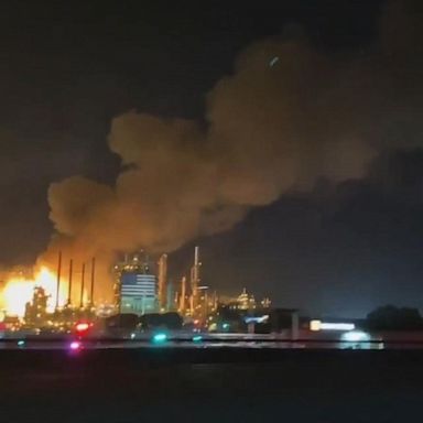 A major refinery fire in Carson, California, shut down the 405 Freeway in both directions late Tuesday night.