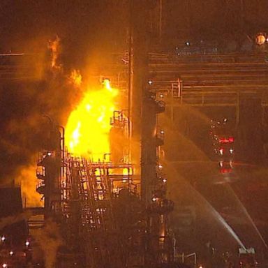 The fire started after an explosion around 11 p.m. local time in a cooling tower at the Maraton Refinery.