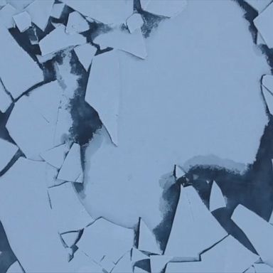 Drone footage captures cracks and shattered ice sheets