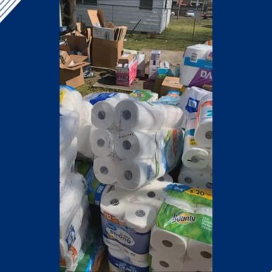 The piles of supplies were collected at a site organized by Trader Joe’s and West Nashville Dream Center, a nonprofit organization, for Tennessee tornado victims.