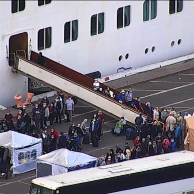 VIDEO: Passengers begin to disembark cruise ship off coast of California