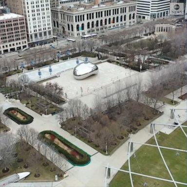 Drone video captured a silent Chicago with famous landmarks deserted after Illinois' stay-at-home order went into effect.