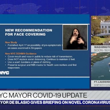 New York City Mayor Bill de Blasio asked New Yorkers on Thursday to wear face coverings in public to stop the spread of the coronavirus.