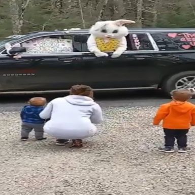 Easter bunny surprises kids with drive-by greeting