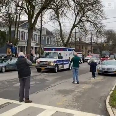 Community members in Ithaca, New York, were encouraged to join the send-off while practicing social distancing.