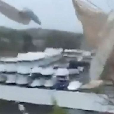 VIDEO: Roof blows off sports store in New Jersey