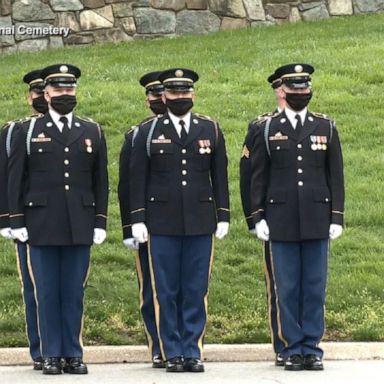 While Arlington National Cemetery is closed to the public, the families with loved ones buried there can visit in groups of less than 10 people.