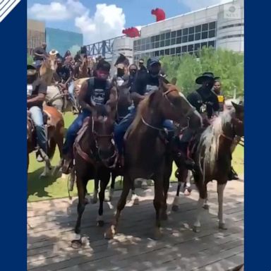 VIDEO: Demonstrators on horseback join Houston protest