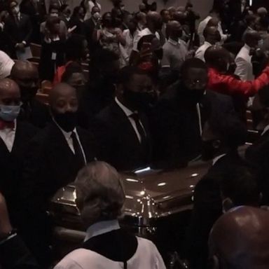 Pallbearers carried Floyd’s casket from the church after his funeral service in Houston.