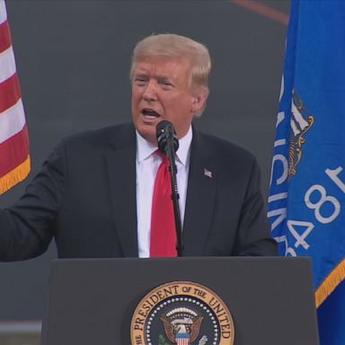 President Donald Trump highlighted job growth and reviving the economy during his visit to a shipyard in Marinette, Wisconsin.