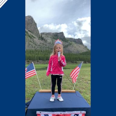 A 3-year-old girl Amelia performed heartfelt versions of “God Bless America”,” America the Beautiful” and the “Star Spangled Banner” at Yellowstone National Park in Wyoming.