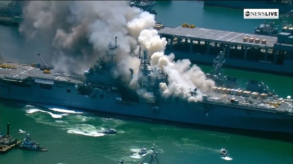 Video Navy Ship Fire At San Diego Base - ABC News