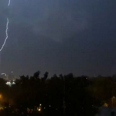 Lightning strikes were seen across Washington, D.C., sky after the National Weather Service issued a thunderstorm warning for the area.