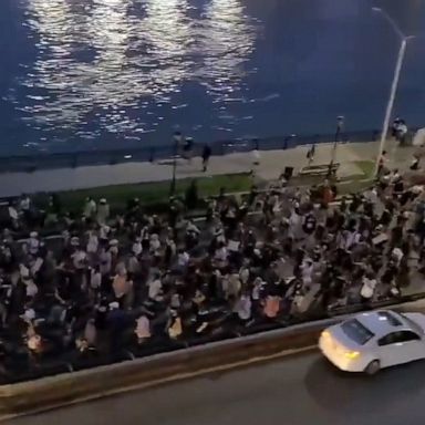 Demonstrators flooded a highway on the Upper East Side of Manhattan during an anti-racism protest.