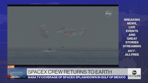 Video Spacex Capsule Splashes Down Near Pensacola Florida Abc News