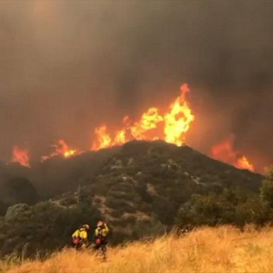 VIDEO: Firefighters battle to contain Apple Fire as blaze grows to over 20,000 acres