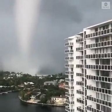  A large waterspout was seen off the coast in South Florida, as the area experienced severe thunderstorms.