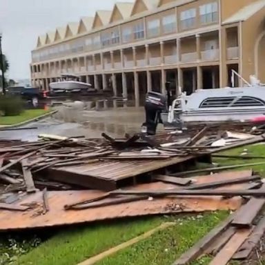 Boats washed up in neighborhoods and homes were damaged after the hurricane made landfall in Orange Beach.