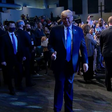 President Donald Trump attended services at the International Church of Las Vegas before attending a California fundraiser.