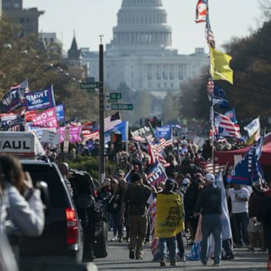 Demonstrators marched down in Washington, D.C., to protest the election result, baselessly claiming the election was stolen from the president.