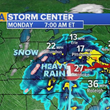 Moderate to heavy snow is also projected over parts of the Midwest and the Central Appalachians.