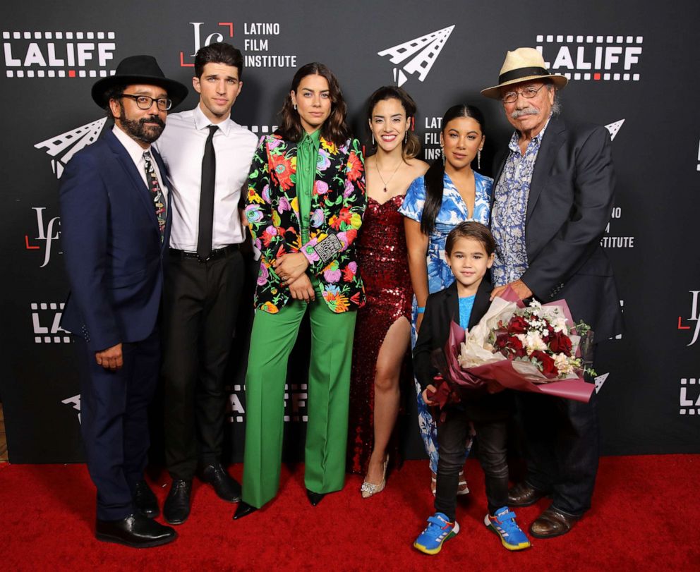 PHOTO: Luis David Ortiz, Bryan Craig, Lorenza Izzo, Lissette Feliciano, Chrissie Fit, Lincoln Bonilla, and Edward James Olmos attend the 2021 Los Angeles International Latino Film Festival on June 06, 2021 in Hollywood, Calif. 