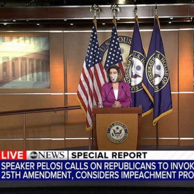 House Speaker Nancy Pelosi called on Vice President Mike Pence to invoke the 25th Amendment to remove the president following Wednesday's rioting at the Capitol.