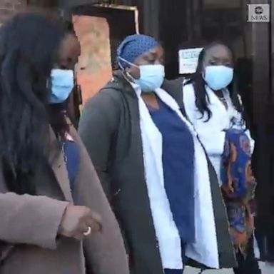 Three sisters who work as nurses at a New York hospital received their second dose of the COVID-19 vaccine together.