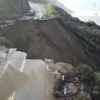 California’s scenic Highway 1 was closed near Big Sur after a part of the roadway collapsed amid torrential rain. 