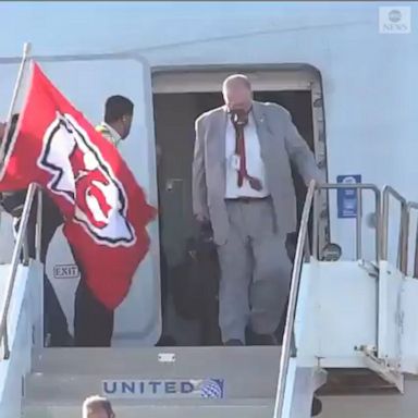 The Kansas City Chiefs touched down in Florida Saturday ahead of the Super Bowl, where they will play against the Tampa Bay Buccaneers.