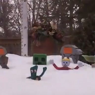 Footage of a melting snow pile reveals a group of toys in upstate New York.