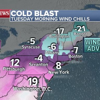 There are 26 states from Texas to Maine under flood and wind chill alerts.