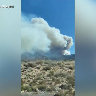 A storm system is pushing east with fire danger, gusty winds, severe storms and heavy mountain snow on Tuesday.