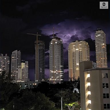 Residents in Miami-Dade County saw the night sky lit up by lightning as strong thunderstorms moved through the southeastern part of the state.