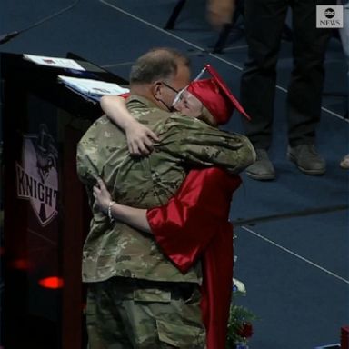 U.S. Air Force Master Sgt. Drew Macke made a surprise return for his daughter’s high school graduation in Ohio.