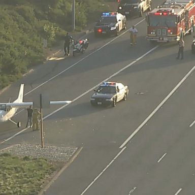 No serious injuries were reported after the plane landed on the 101 Freeway.