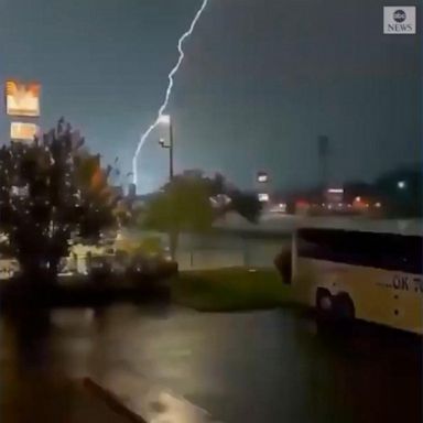 Lighting struck in the sky over Del Rio, Texas, amid severe thunderstorms and heavy rain that moved through Texas.