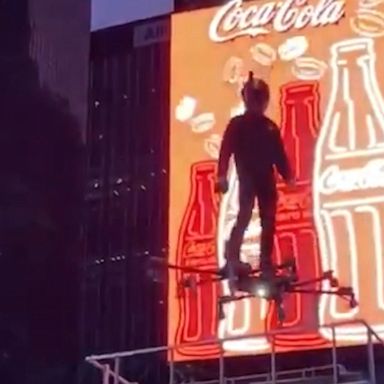 A hoverboard aircraft developer was filmed flying above Times Square in New York City.