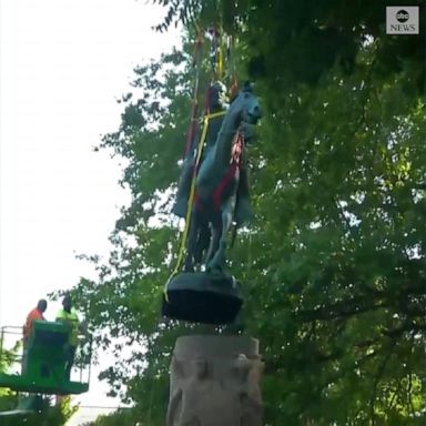 After a yearslong debate, a statue of the Confederate general was removed from Market Street Park in Charlottesville, Virginia. 